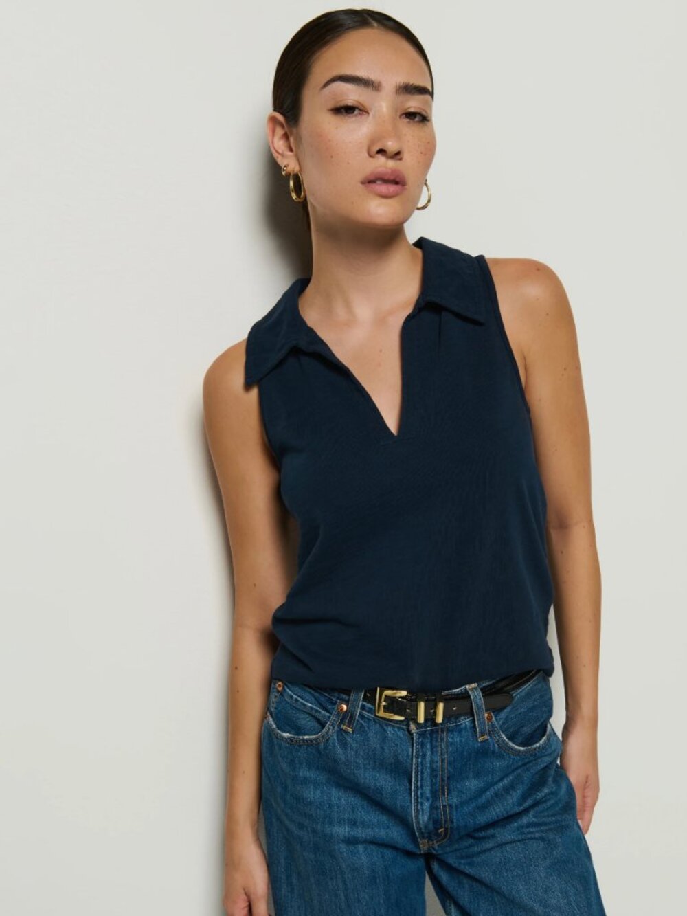 NATION LTD roberta collared tank in night sky SZ XXL